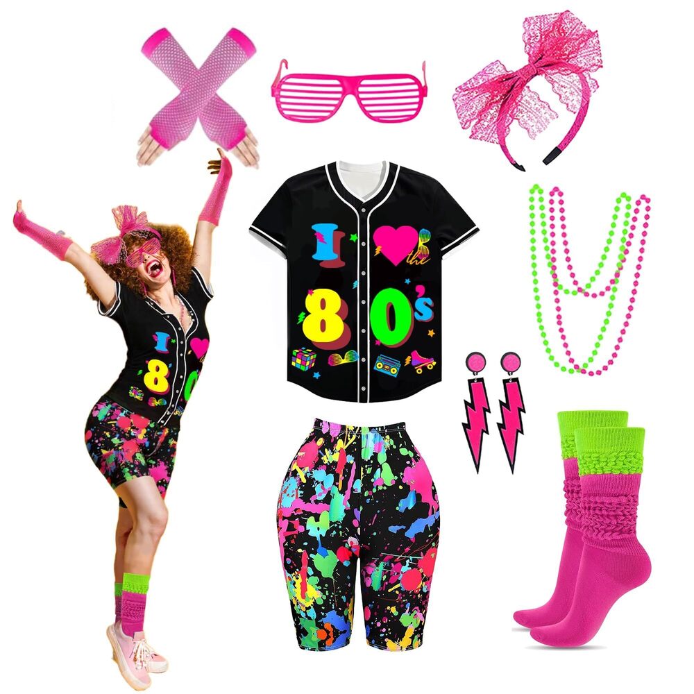 5391 80s 90s Outfit For 80s Accessoriess Set Baseball Jersey